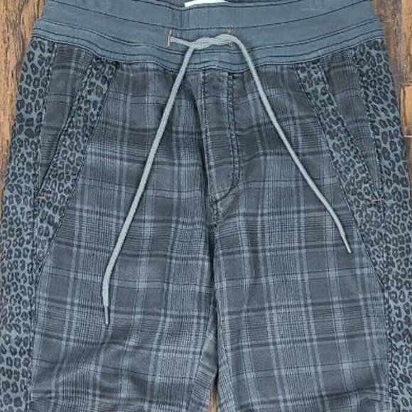 Anthropologie Kallie Plaid Leopard Joggers  W/ Draw String Gray - Picture 3 of 5